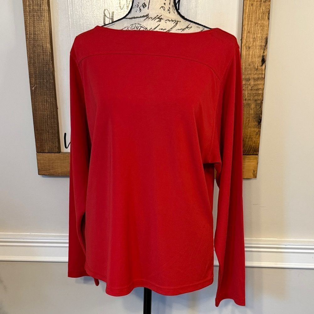 Anne Klein Bold Red Long Sleeve Top